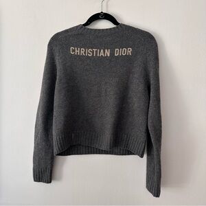 Christian Dior Grey Cashmere Knit/Logo Embroidered Sweater F 36/US 4